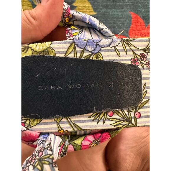 NWOT Zara Floral Platform Espadrille Ankle Wrap Sandals Size 39 - Picture 10 of 11